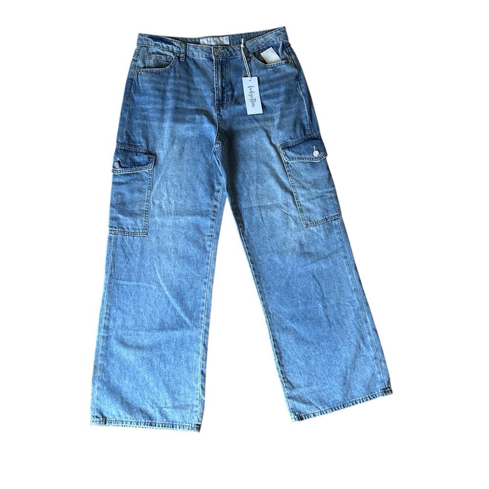 Indigo Rein Skater Fit High Rise Cargo Jeans Women’s W31 L32 NWT Y2K Wide Leg